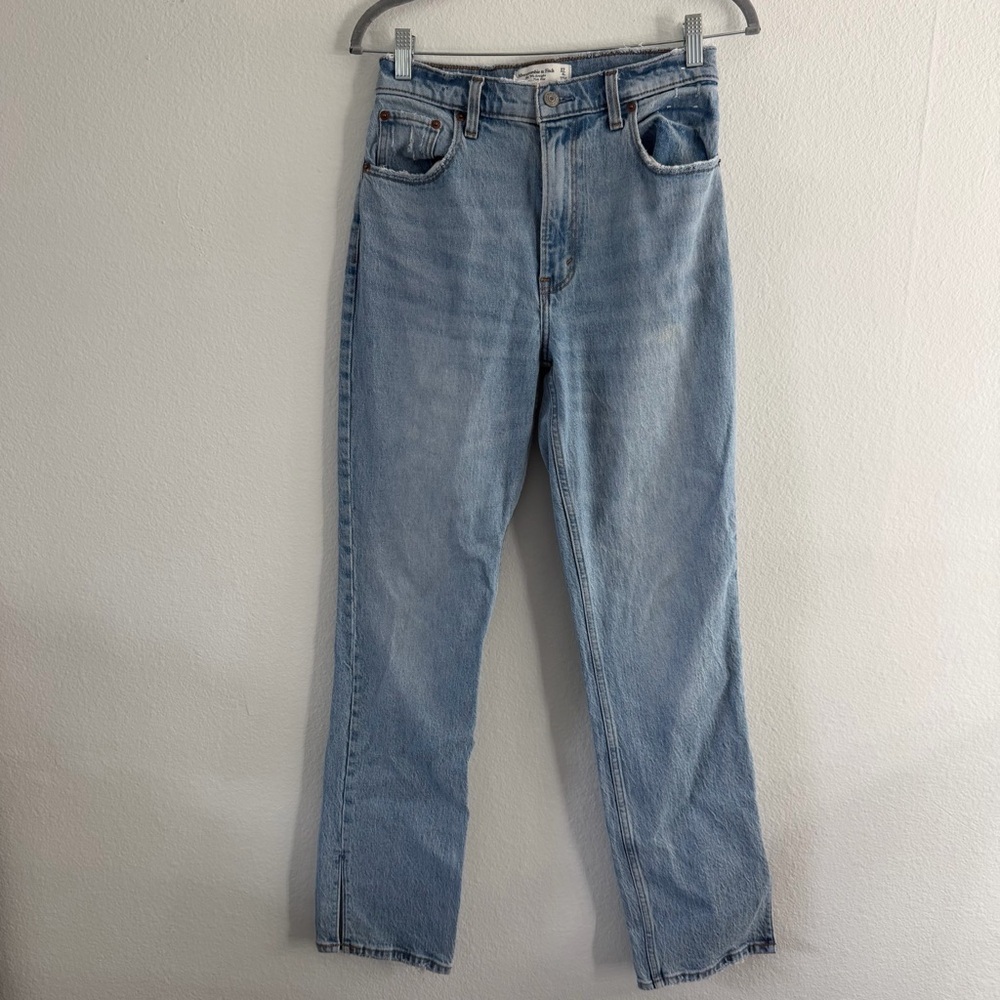 Abercrombie & Fitch Women’s 90s Straight Ultra High Rise Denim Split Ankle Jeans